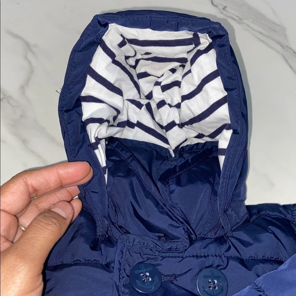 Baby GAP Kids Navy Puffer Jacket with Striped Lining Size 0-6 Months